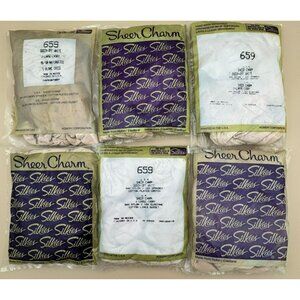 Sheer Charm Silkies 659 Queen Off-White Ivory Pantyhose  6 packages